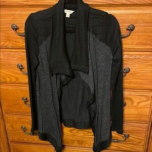 Lucky Brand Black Cardigan with Open Front and Draped Collar